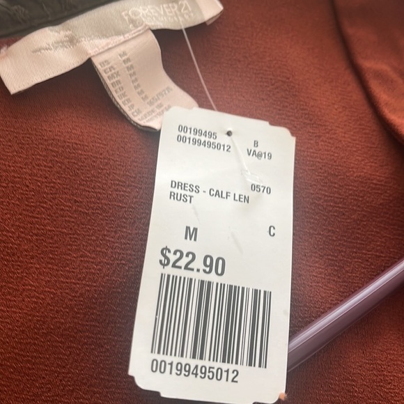 Forever 21 women’s v-neck midi dress with front split, burgundy size M - Picture 8 of 8